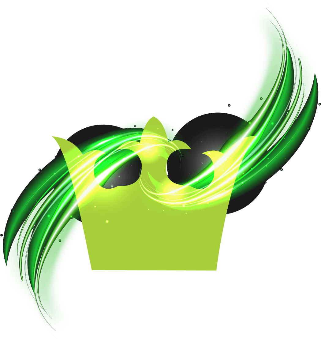 Imagem de uma coroa verde, símbolo da Prime Geradores, posicionada no centro. Ao redor dela, há um campo de energia representado por um brilho ou aura em tons de verde, criando um efeito visual dinâmico e envolvente.